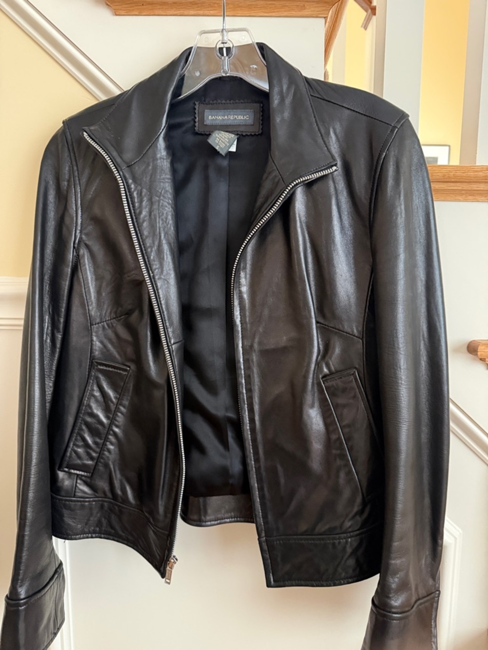Banana Republic Black Leather Bomber Jacket